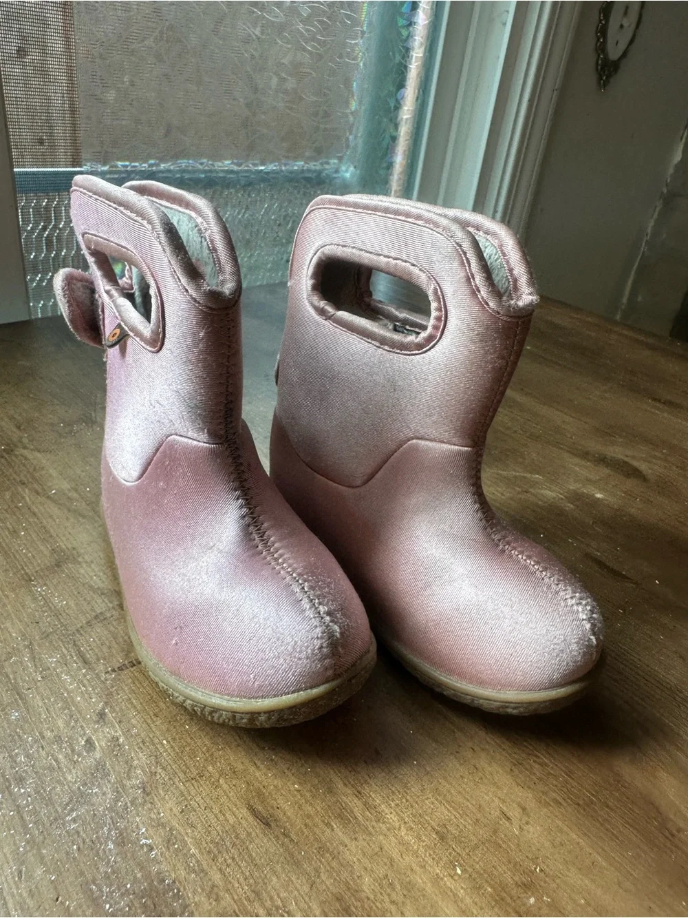 Bogs Kids Metallic Pink Pull-On Rain Boots